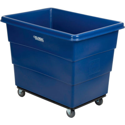 Global Industrial™ Plastic Bulk Box Truck, 16 Bushel, Steel Chassis Base, Blue