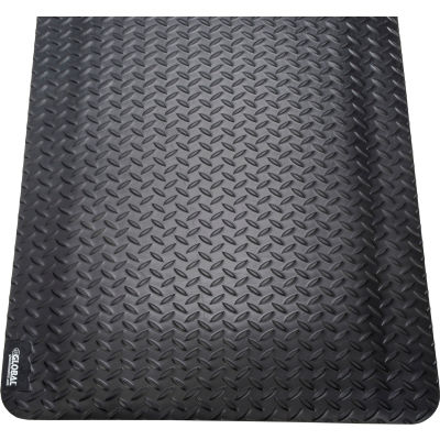 Global Industrial Diamond Plate Ergonomic Mat 15/16" Thick 2' x 3' Black