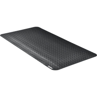 Global Industrial Diamond Plate Ergonomic Mat 15/16" Thick 2' x 4' Black