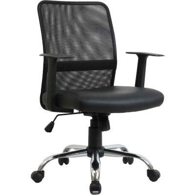 Interion® Mesh Back Task Chair - Leather - Black