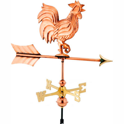Good Directions Rooster Garden Weathervane, Polished Copper w/Roof Mount
