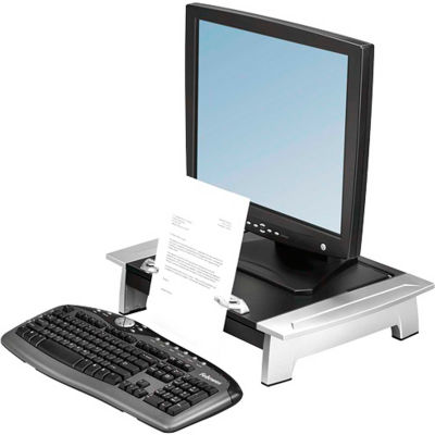 Fellowes® 8036601 Office Suites Standard Monitor Riser Plus, Black/Silver