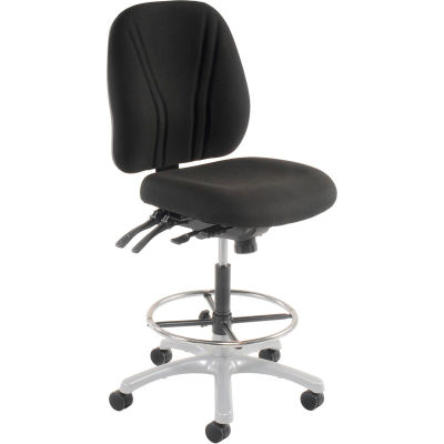 Interion® Manager Stool - Fabric - 360° Footrest - Black