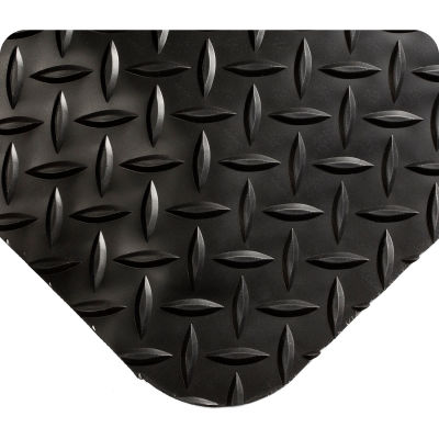 Wearwell® Diamond-Plate SpongeCote Mat WOW Finish 15/16" Thick 3' x 5' Black