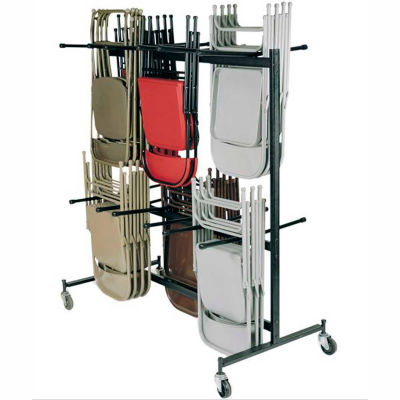 Interion® Chair Cart with Double Tier for Folding Chairs - Holds 84 Chairs