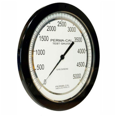 Perma-Cal 108FTM12A21,8.5" Dial,0-1,500 psi,1/4" NPT,Bottom Mount,SS Connection,BLK Front Flange