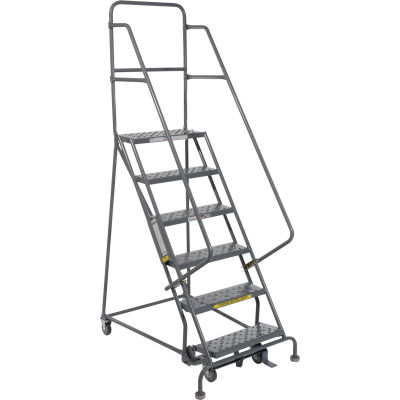 6 Step 24"W 10"D Top Step Steel Rolling Ladder - Perforated Tread - KDSR106246