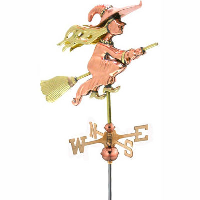 Good Directions Witch Garden Weathervane, Polished Copper w/Roof Mount