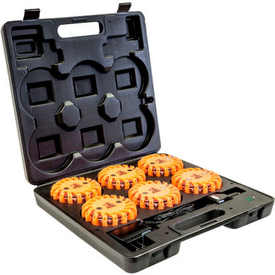 Buyers 4" Round Rechargeable Strobe/Flare Kit - With 6 Flares And Charging Case - 8891018