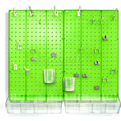 Global Approved 900945-GRE Pegboard Room Organizer Kit, Hardware Included, Green Opaque ,1 Piece