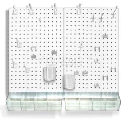 Global Approved 900945-WHT Pegboard Room Organizer Kit, Hardware Included, White Opaque ,1 Piece