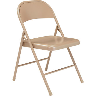 Interion® Steel Folding Chair - Beige - Pkg Qty 4