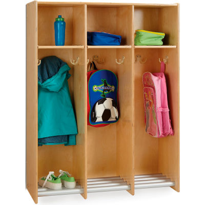 Jonti-Craft® 3-Section Wood Hanging Locker - 36.5"W x 15"D x 48"H
