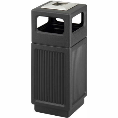 Safco® Canmeleon™ Recessed Panel, Ash Urn, Side Open, 15 Gallon, Black - 9474BL
