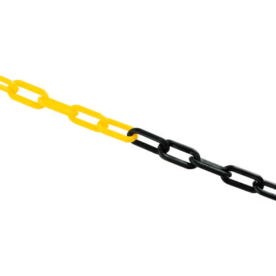 Global Industrial Plastic Chain Barrier, 1-1/2"x50'L, Yellow/Black