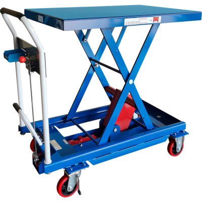 Global Industrial Mobile Scissor Lift Table with Hook-on Bin - 1100 Lb. Cap. 35 x 23 Platform