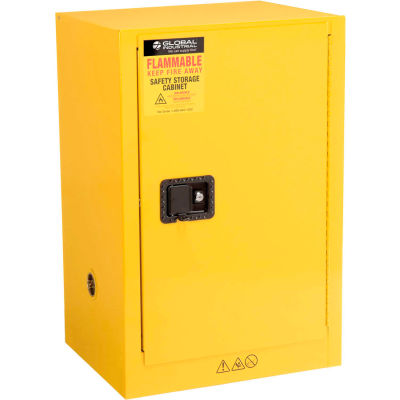 Global Industrial Flammable Cabinet, Manual Close Single Door, 12 Gallon, 23"Wx18"Dx35"H