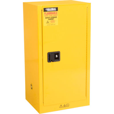 Global Industrial™ Flammable Cabinet, Manual Close Single Door, 16 Gallon, 23"Wx18"Dx44"H