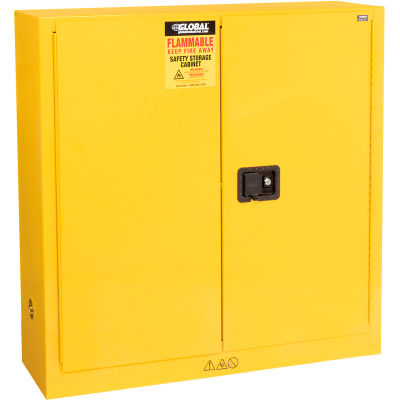 Global Industrial Flammable Cabinet, Manual Close Double Door, 22 Gallon, 35"Wx22"Dx35"H