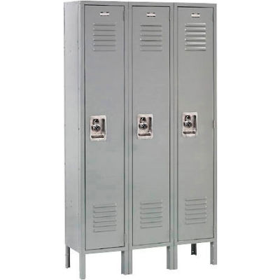 Global Industrial Infinity® Single Tier 3 Door Locker, 12"Wx12"Dx60"H, Gray, Unassembled