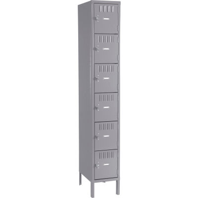 Tennsco Box Locker BS6-121212-1-MGY - Six Tier w/Legs 1 Wide 12x12x12 Assembled, Medium Grey