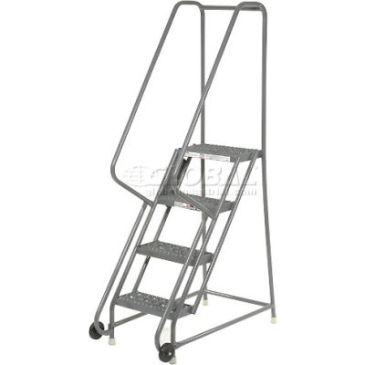 4 Step Steel 16"W Step Tilt And Roll Ladder - Grip Strut Tread - KDTF104162