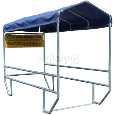 VersaCart® Double Shopping Cart Corral without Divider with Blue Canopy 12'L x 60"W