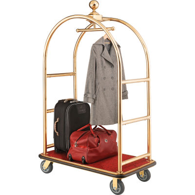 Global Industrial Best Value Gold Stainless Steel Bellman Cart Curved Uprights 6" Casters