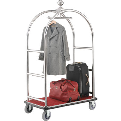Global Industrial™ Bellman Cart With Curved Uprights, 6" Casters, Silver Stainless Steel
