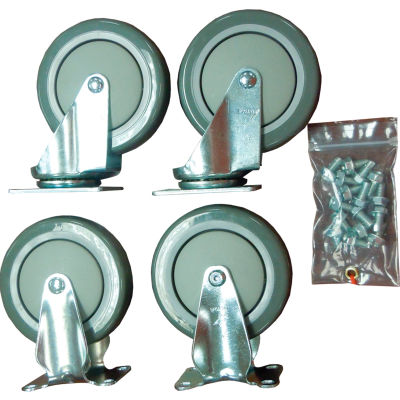 Durham Mfg® 5" x 1-1/4" Polyurethane Caster Kit HC-5PU-R/S, 2 Rigid, 2 Swivel