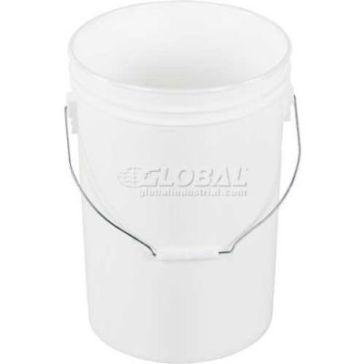 6 Gallon Open Head Plastic Pail PAIL-6-PWS with Steel Handle - White