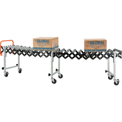 Global Industrial Portable Flexible & Expandable 2'4"-8'11" Conveyor Steel Skate Wheels - 14"W