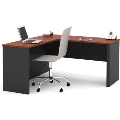 Bestar® L Desk - 60" - Bordeaux & Graphite - Prestige+