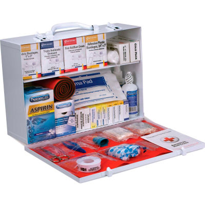 First Aid Only 90573 2 Shelf First Aid Kit w/Meds, ANSI Compliant, Class B+, Metal Cabinet