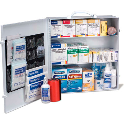 First Aid Only 90575 3 Shelf First Aid Kit w/Meds, ANSI Compliant, Class B+, Metal Cabinet