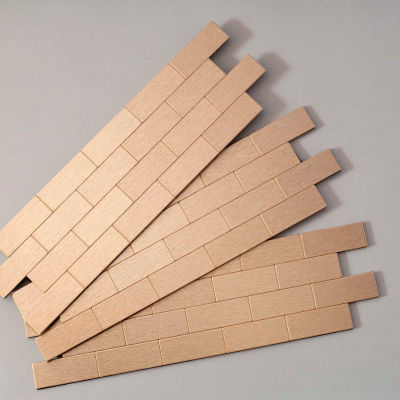 Aspect Subway Matted 12" X 4" Brushed Champagne Metal Decorative Tile Backsplash - A95-51