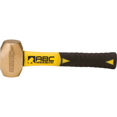 ABC Hammers ABC2BFS 2 lb. Non-Sparking Brass Hammer, 8" Fiberglass Handle