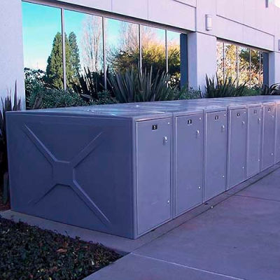 301, Bike-Shell Bike Locker, 1 Bike Cap., 74-1/2"L x 30" W x 49"H, Medium Grey, T-Handle