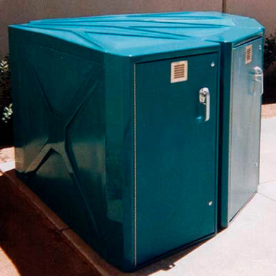 301P, Bike-Shell Bike Locker, 1 Bike Cap., 72"L x 30"Wf x 4"Wb x 49"H, Medium Grey, T-Handle