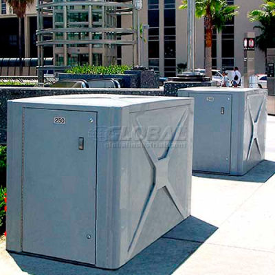 352, Bike-Shell Bike Locker, 2 Bike Cap., 74-1/2"L x 40"W x 49"H, Cafe, Padlock Handle