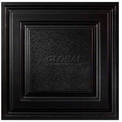 Genesis Designer Icon Relief PVC Ceiling Tile 754-07, 2'L X 2'W, Satin Black - 12/Case