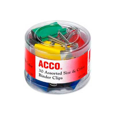 Acco® Colored Binder Clips, Assorted Sizes and Colors, 30/Pack