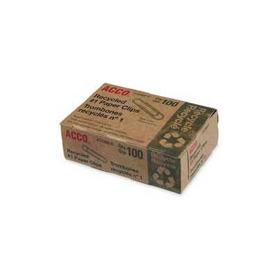 Acco® Recycled No. 1 Paper Clips, Silver, 100/Box