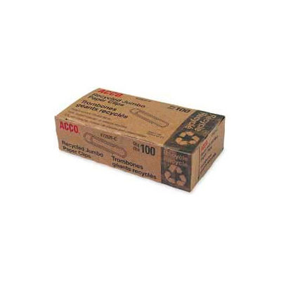 Acco® Recycled Jumbo Paper Clips, Silver, 100/Box