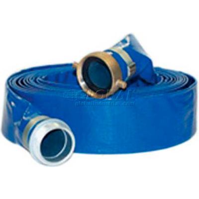 Apache 98138015 1-1/2" x 50' PVC Lay Flat Discharge Hose w/ M x F Aluminum Short Shanks