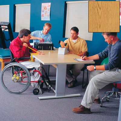 Accella™ Height Adjustable Group Therapy Table - 48"L x 36"W Oak