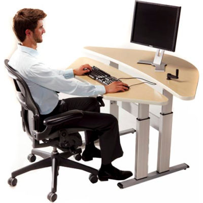 Equity™ Height Adjustable Bi-Level Corner Computer Workstation - Maple