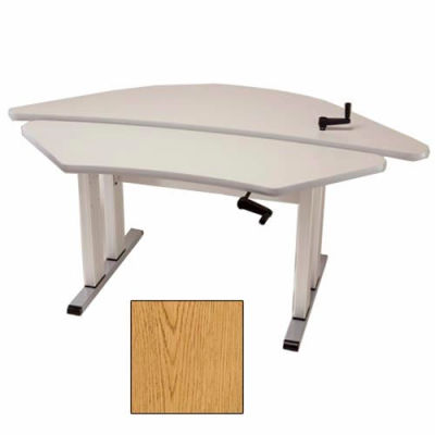 Equity™ Height Adjustable Bi-Level Corner Computer Workstation - Oak