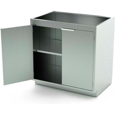 AERO Stainless Steel Base Cabinet BC-1200, 2 Hinged Doors, 1 Shelf, 30"W x 21"D x 36"H