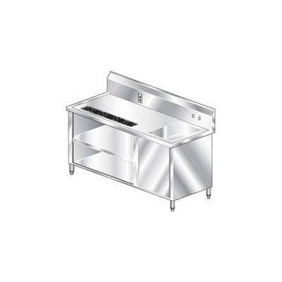 Aero Manufacturing BVT-60 14 Gauge Beverage Table 304 Stainless Steel - Right Sink 60"W x 30"D